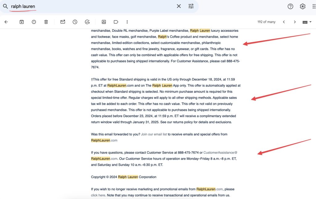 Ralph Lauren Email Footer