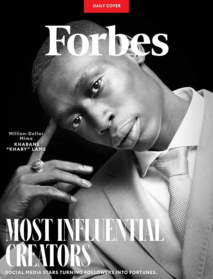 Black and white portrait of a model for Forbes magazine feature.