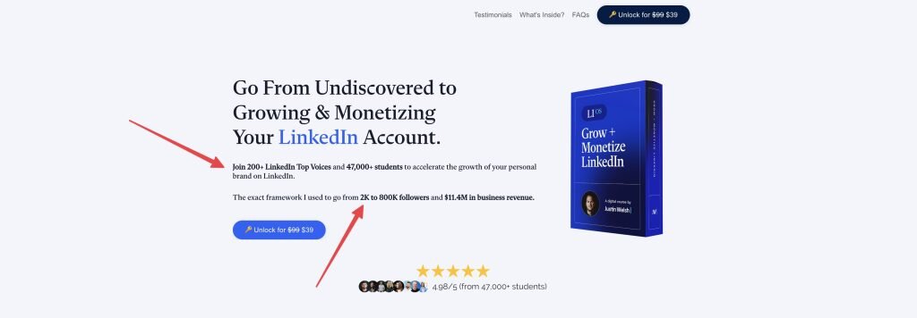 Justin Welsh Course Sales Page Example