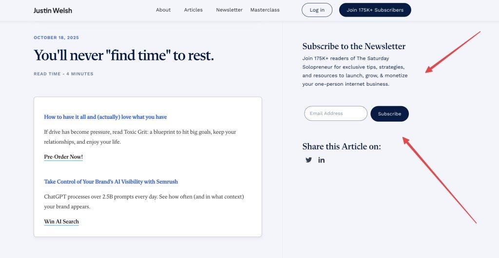 Generate 2x more revenue with strategic pop-up forms 3 JustinWelsh sidebar optin